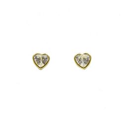 Brinco Cora��o de Zirc�nia  Fixo em Ouro 18 Kilates � 25288